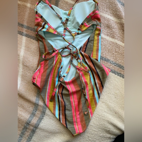 prAna Lurisia Size M colorful Adjustable Tie-Back One Piece Swimsuit Swim Cacti - Picture 5 of 9